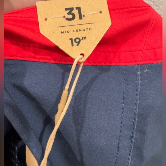 NWT Quiksilver Highline Surf Silk Airbrush Red White Blue Board Shorts Men's 31 - Picture 12 of 15